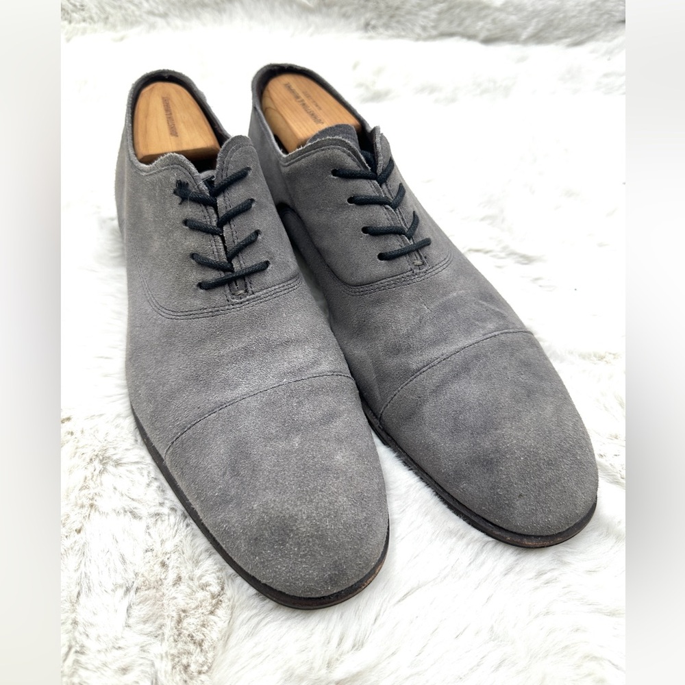 John Varvatos‎ Seagher Cap Toe Oxford shoes in Coal Suede, US 12